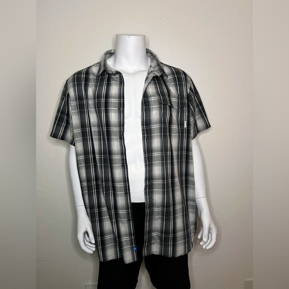 Columbia Plaid Button Up Short Sleeve Vented Mesh Lining - Picture 1 of 11